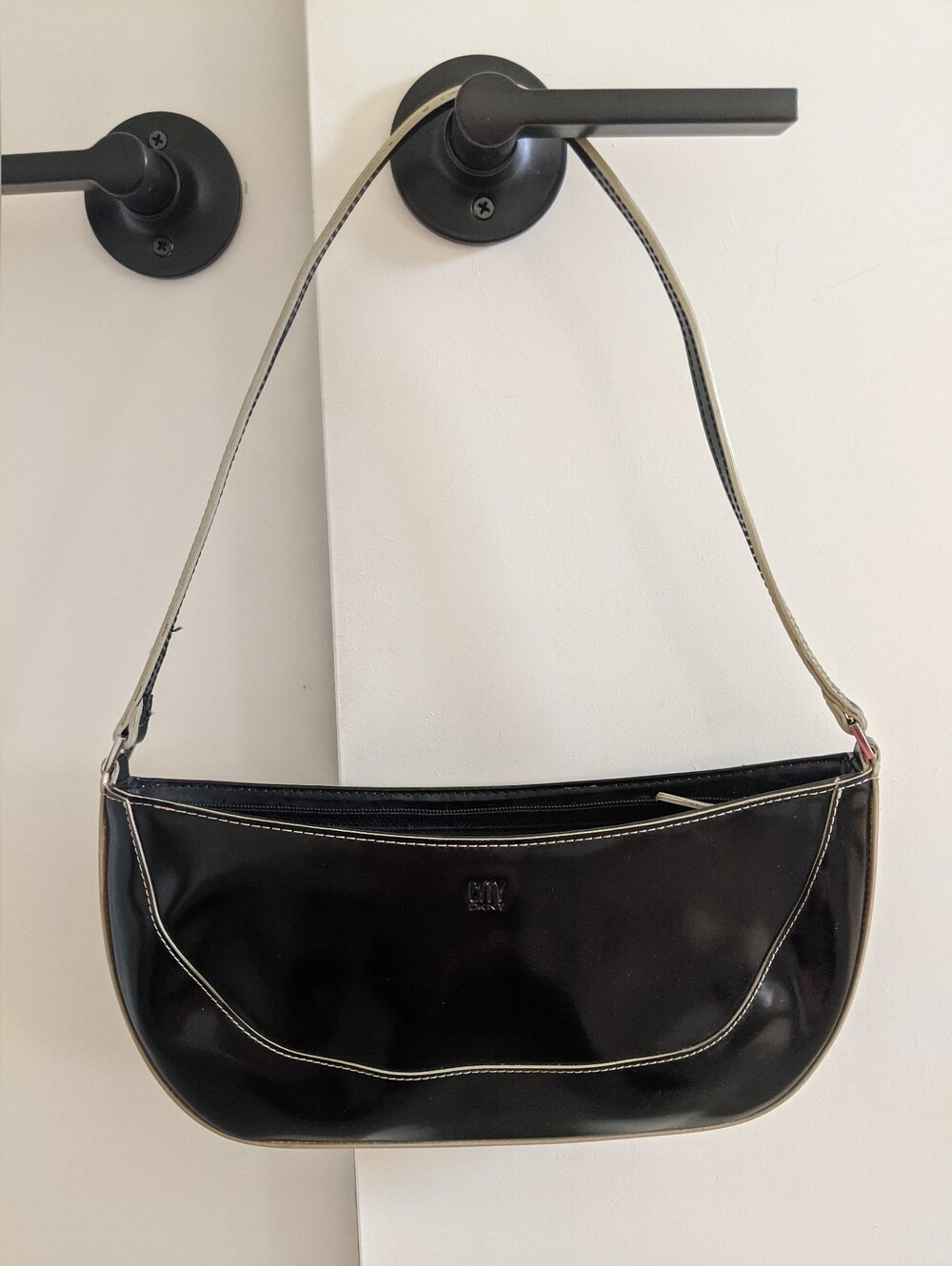CITY DKNY Black Patent Shoulder Bag by Unknown Brand